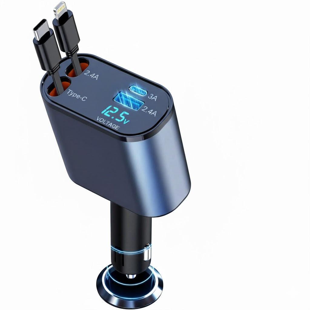 Penny Panda 4-in-1 Retractable Car Charger