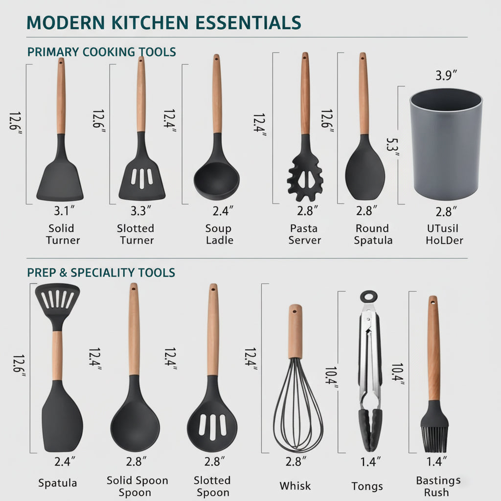 Penny Panda 12-Piece Silicone Kitchen Utensil Set