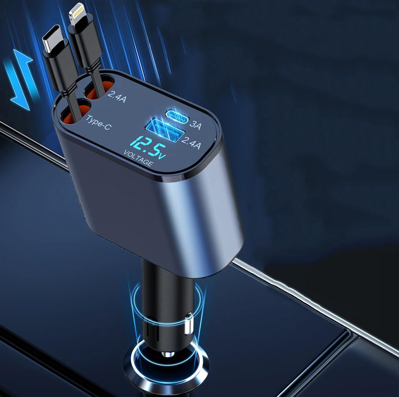 Penny Panda 4-in-1 Retractable Car Charger