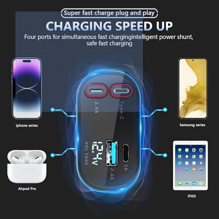 4 in 1 retractable car charger